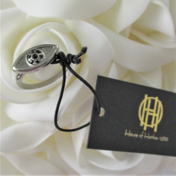 ❤️🔥 SALE! House of Harlow Silver Crystal Evil Eye Ring - Picture 4 of 8